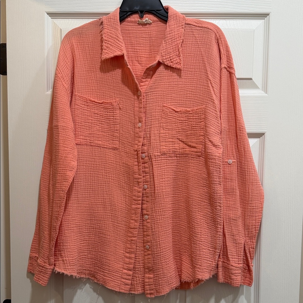 Hem & Thread Coral Button-Up Shirt